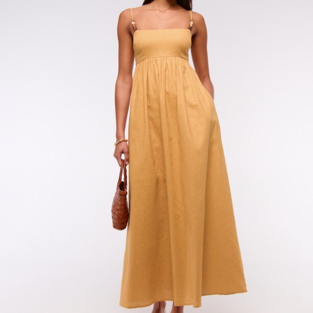Abercrombie Yellow Tie-Back Babydoll Maxi Dress - Picture 2 of 8